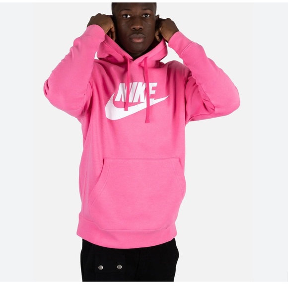 NIKE NSW CLUB FLEECE GRAPHIC PULLOVER HOODIE Size Small Pink - Picture 1 of 8